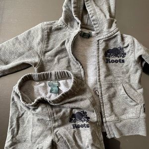 EUC Roots olive heather hoodie and sweatpants